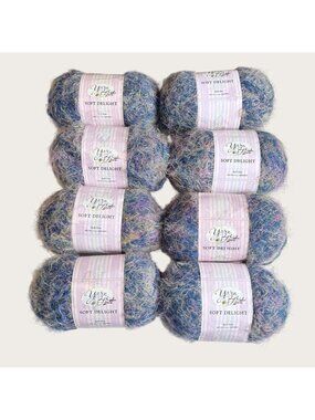 Yarn Bee Soft Delight Yarn Dark Blue Lot of 8 Skeins 3.5 Oz Each 200 Yards
